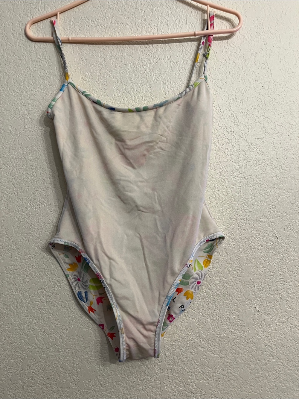 CHANEL Cream One-Piece with Pastel Pink & Green Accents - Picture 10 of 11